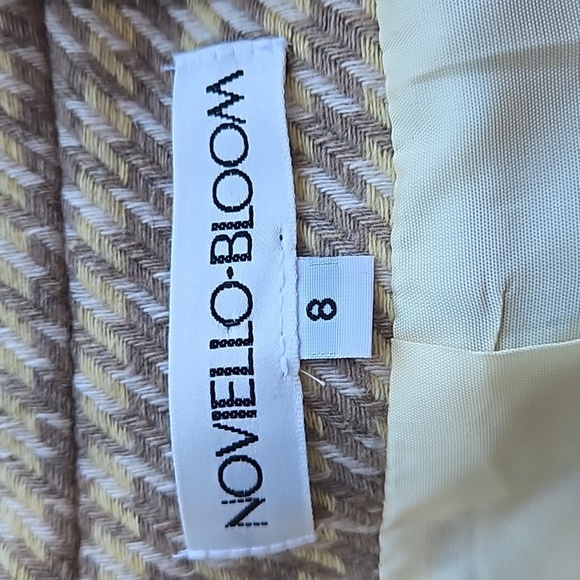 Noviello Bloom Vintage Academia Beige Tan Floral Houndstooth Wool Blazer 8 - Picture 5 of 8
